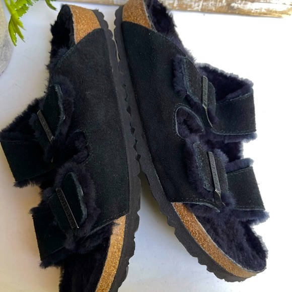 BIRKENSTOCK Arizona shearling fur black EU 38 US 7 - 7.5 Women - Picture 11 of 16